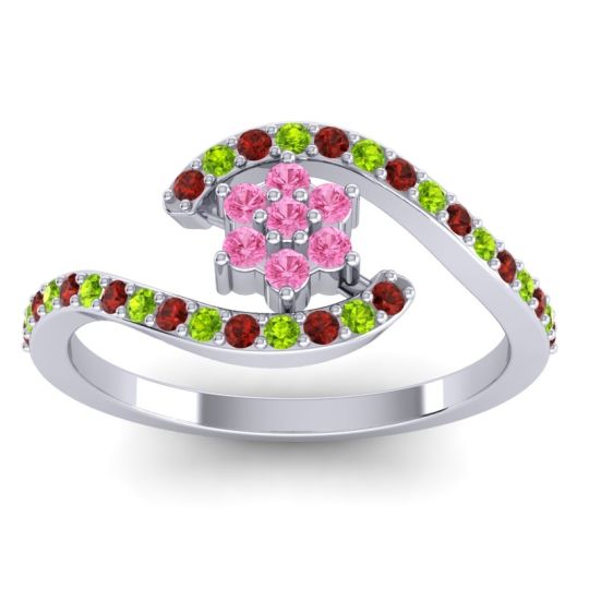 Simple Floral Pave Bypass Plava Ring