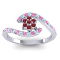 Ruby Fashion Ring In Palladium With Pink Tourmaline And Aquamarine – Plava Simple Ring