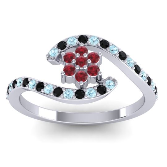 Simple Floral Pave Bypass Plava Ring