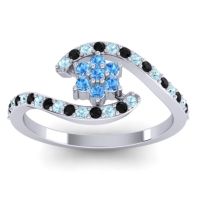 Swiss Blue Topaz Fashion Ring In Palladium With Aquamarine And Black Onyx – Plava Simple Ring