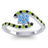 Simple Floral Pave Bypass Plava Ring