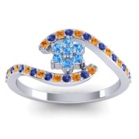 Simple Floral Pave Bypass Plava Ring