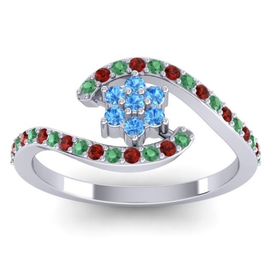 Simple Floral Pave Bypass Plava Ring