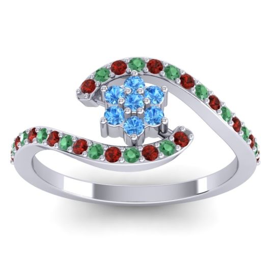 Simple Floral Pave Bypass Plava Ring