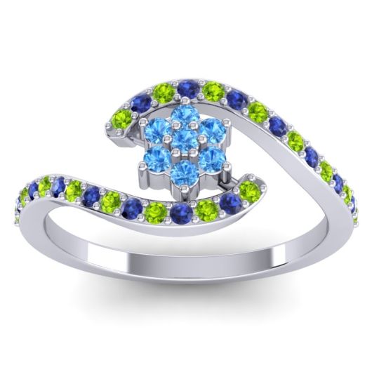 Simple Floral Pave Bypass Plava Ring