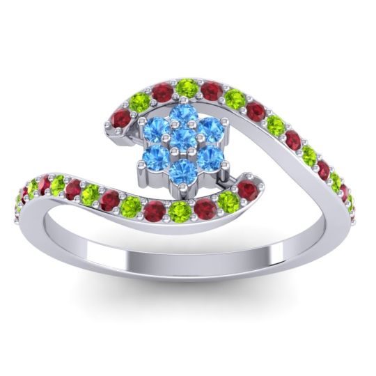 Simple Floral Pave Bypass Plava Ring