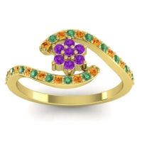 Amethyst Fashion Ring In 18k Yellow Gold With Citrine And Emerald – Plava Simple Ring