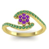 Amethyst Fashion Ring In 14k Yellow Gold With Emerald – Plava Simple Ring