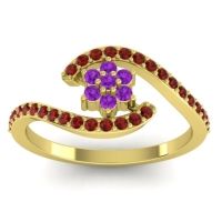 Simple Floral Pave Bypass Plava Ring