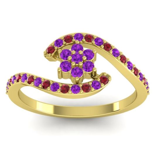 Simple Floral Pave Bypass Plava Ring