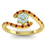 Aquamarine Fashion Ring In 18k Yellow Gold With Citrine And Garnet – Plava Simple Ring