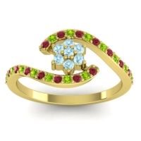 Aquamarine Fashion Ring In 18k Yellow Gold With Ruby And Peridot – Plava Simple Ring