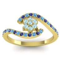 Aquamarine Fashion Ring In 18k Yellow Gold With Swiss Blue Topaz And Blue Sapphire – Plava Simple Ring