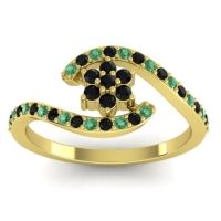 Black Onyx Fashion Ring In 18k Yellow Gold With Emerald – Plava Simple Ring