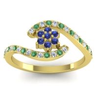 Simple Floral Pave Bypass Plava Ring