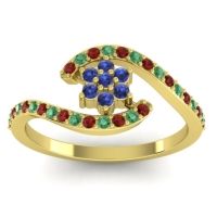 Blue Sapphire Fashion Ring In 14k Yellow Gold With Garnet And Emerald – Plava Simple Ring