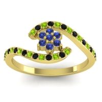 Blue Sapphire Fashion Ring In 18k Yellow Gold With Peridot And Black Onyx – Plava Simple Ring