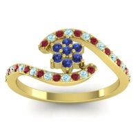 Blue Sapphire Fashion Ring In 14k Yellow Gold With Ruby And Aquamarine – Plava Simple Ring