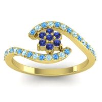 Blue Sapphire Fashion Ring In 18k Yellow Gold With Swiss Blue Topaz And Aquamarine – Plava Simple Ring