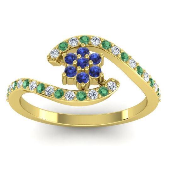 Simple Floral Pave Bypass Plava Ring