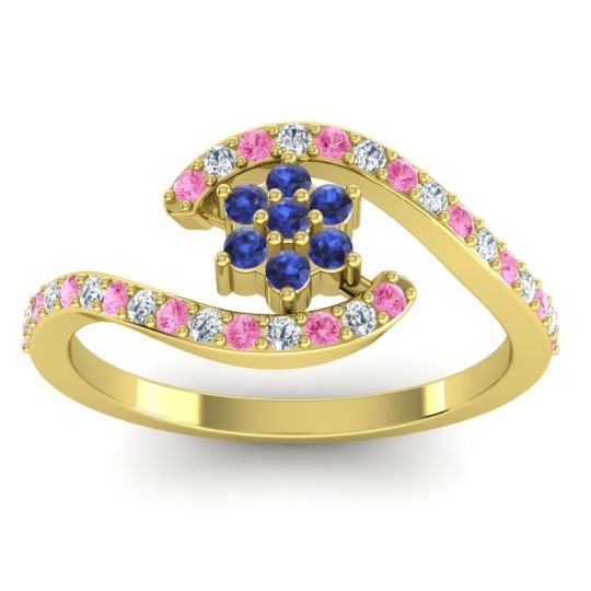 Simple Floral Pave Bypass Plava Ring