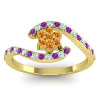 Citrine Fashion Ring In 18k Yellow Gold With Amethyst And Aquamarine – Plava Simple Ring