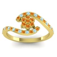 Citrine Fashion Ring In 18k Yellow Gold With Aquamarine – Plava Simple Ring