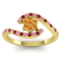 Citrine Fashion Ring In 18k Yellow Gold With Pink Tourmaline And Garnet – Plava Simple Ring