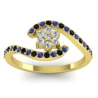 Diamond Fashion Ring In 18k Yellow Gold With Blue Sapphire And Black Onyx – Plava Simple Ring