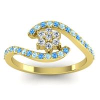 Diamond Fashion Ring In 18k Yellow Gold With Swiss Blue Topaz And Aquamarine – Plava Simple Ring