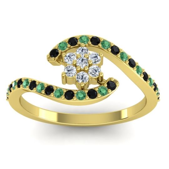 Simple Floral Pave Bypass Plava Ring