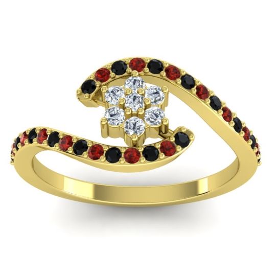 Simple Floral Pave Bypass Plava Ring
