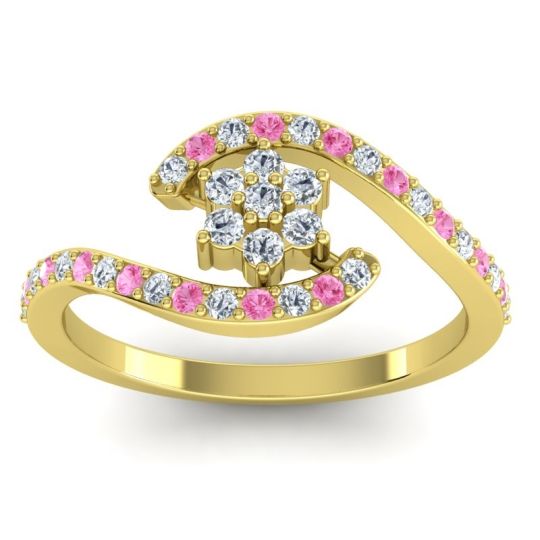 Simple Floral Pave Bypass Plava Ring