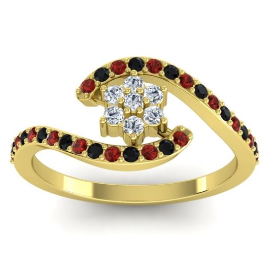 Simple Floral Pave Bypass Plava Ring