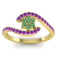 Emerald Fashion Ring In 14k Yellow Gold With Amethyst – Plava Simple Ring