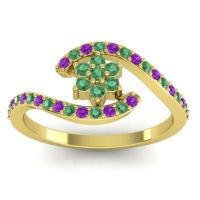 Emerald Fashion Ring In 14k Yellow Gold With Amethyst – Plava Simple Ring