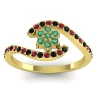 Emerald Fashion Ring In 14k Yellow Gold With Black Onyx And Ruby – Plava Simple Ring
