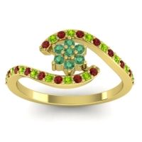 Emerald Fashion Ring In 18k Yellow Gold With Garnet And Peridot – Plava Simple Ring