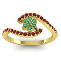 Emerald Fashion Ring In 14k Yellow Gold With Garnet And Ruby – Plava Simple Ring