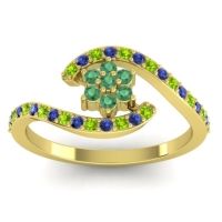 Emerald Fashion Ring In 18k Yellow Gold With Peridot And Blue Sapphire – Plava Simple Ring