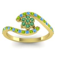 Emerald Fashion Ring In 18k Yellow Gold With Peridot And Swiss Blue Topaz – Plava Simple Ring