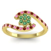 Emerald Fashion Ring In 18k Yellow Gold With Pink Tourmaline And Garnet – Plava Simple Ring
