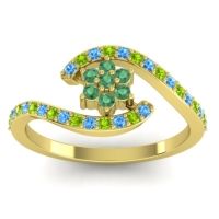 Emerald Fashion Ring In 18k Yellow Gold With Swiss Blue Topaz And Peridot – Plava Simple Ring