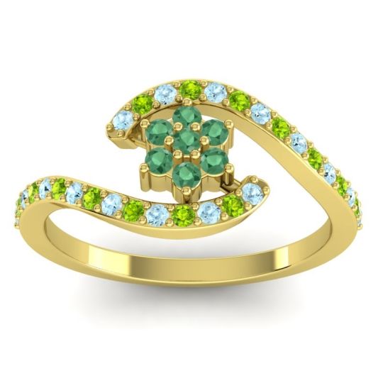 Simple Floral Pave Bypass Plava Ring