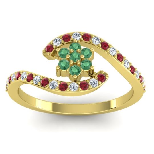 Simple Floral Pave Bypass Plava Ring
