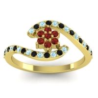 Garnet Fashion Ring In 18k Yellow Gold With Aquamarine And Black Onyx – Plava Simple Ring