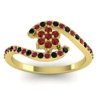 Simple Floral Pave Bypass Plava Ring