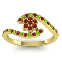 Simple Floral Pave Bypass Plava Ring