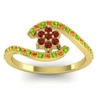 Garnet Fashion Ring In 18k Yellow Gold With Peridot And Citrine – Plava Simple Ring
