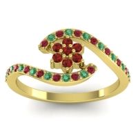 Garnet Fashion Ring In 14k Yellow Gold With Ruby And Emerald – Plava Simple Ring